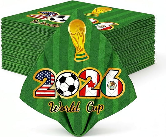 80 Pcs 2026 World Cup Napkins, 6.5" Soccer Party Napkins for Sports Theme Birthday Decorations, Disposable Paper Cocktail Napkins for Watch Parties