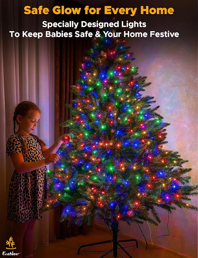 EcoNour 29.5 Ft 720 LED Cluster Twinkle Lights for Easter Decorations, 8 Modes String Lights for Decoration with Timer and Memory Function, Multicolor Sparkle Lights for Magical Home & Outdoor