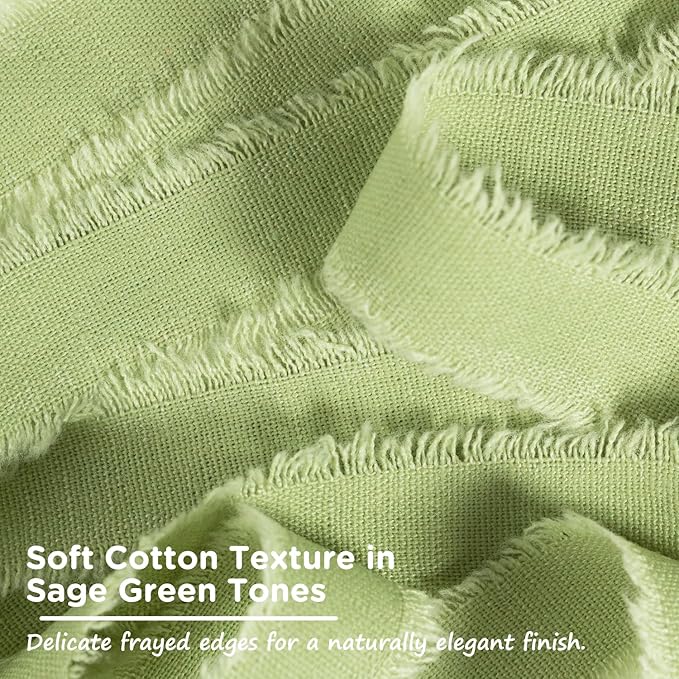 Sage Green Cotton Ribbon 5/8 Inch Sage Green 3 Rolls 21 Yards Frayed Edge Fabric Set for Wedding Invitations, Bridal Bouquet Wrap, Baby Shower Decor, Garden Party & Gift Wrapping