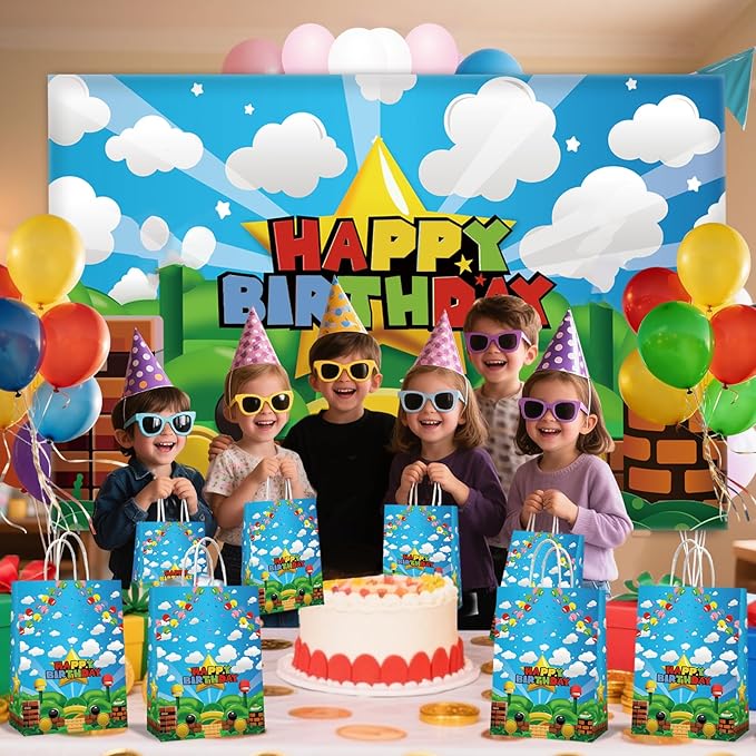 Leifyson 20Pcs Red Green Blue Game theme Party Decorations, Cartoon Star Birthday Party Favors Gift Bags for Boys and Girls Party Supplies