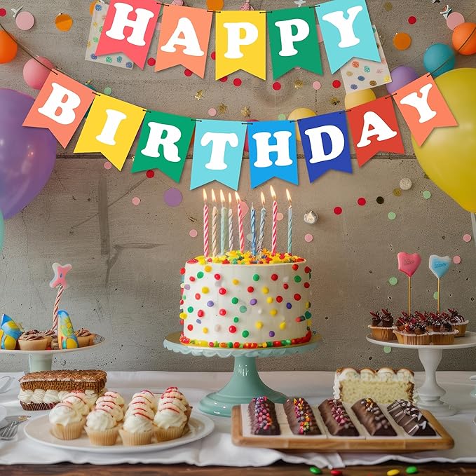 Birthday Party Decoration - Happy Birthday Colorful Banner For Women Men Boys Girls - Wall Hanging Decor for Outdoor Mantle Fireplace - Party Supplies & Decor Banner for Home Office Room - A03