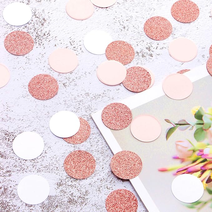 Rose-gold Pink-white Party Decorations Confetti - 300pcs Mothers Valentines Day Wedding Baby Bridal Shower Girl Birthday Party Glitter Paper decor Table Decoration Bachelorette Engagement Decor