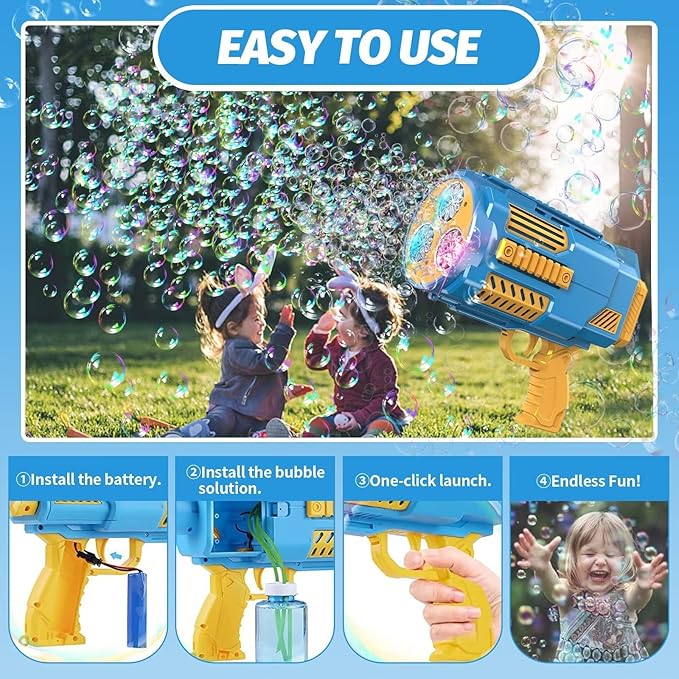 Bubble Machine Automatic Bubble Gun, Summer Beach Bubbles Blower Outdoor Kids Toys for Boy Girl Age 3 4 5 6 7 8 9 10 11 12 Year Old, Birthday Wedding Party Christmas Favors(No Dip)