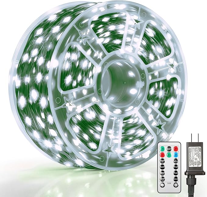 Mlambert 1500 LED Christmas Lights 492FT, Outdoor Waterproof Dimmable Fairy Lights with Remote, 8 Modes Indoor Lighting for Holiday Décor, Cool White