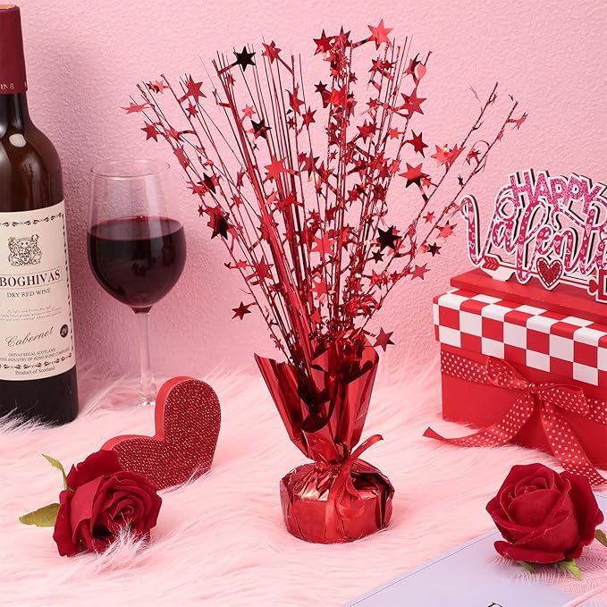 Crowye 26 Pcs Metallic Foil Spray Centerpiece Party Star Decoration Table Decor for Birthday Wedding Graduation Bachelorette Spring Party Holiday(Red)