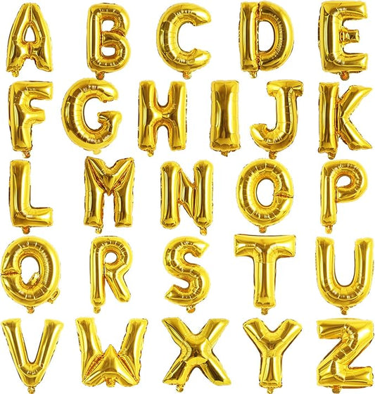 TONIFUL 52 Pcs Letter Balloons 16 Inch Gold Letter A-Z Balloons Custom Phrase Mylar Foil Alphabet DIY Personalized Phrase Banner for Birthday Anniversary Celebration Graduation Party Supplies Decor