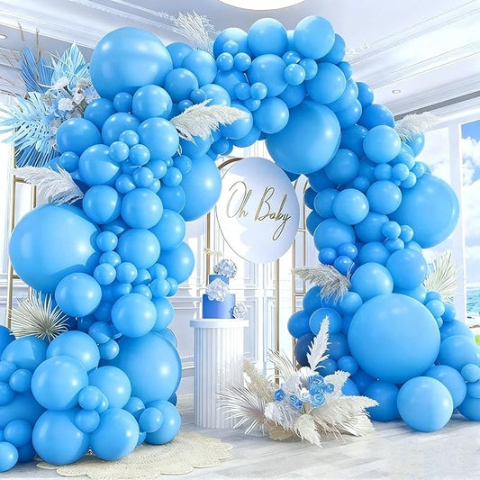 412pcs Light Blue Balloons Different Sizes 18 12 10 5 Inch, baby blue balloon Arch Kit for Birthday Gender Reveal Baby Shower Party Decoration