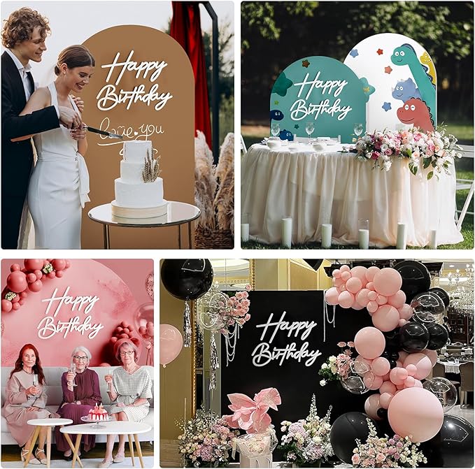 Happy Birthday Sign for Arch Backdrop - Felt Happy Birthday Letter Sign for Balloon Banner Party Backdrop Girls Boys Birthday Background for Baby Shower Photography Wall Decorations - White
