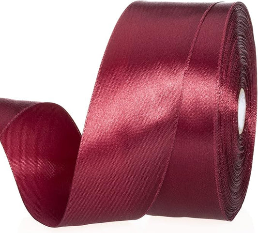 YASEO 1 1/2 Inch Wine Red Solid Satin Ribbon, 50 Yards Craft Fabric Ribbon for Gift Wrapping Floral Bouquets Wedding Party Decoration