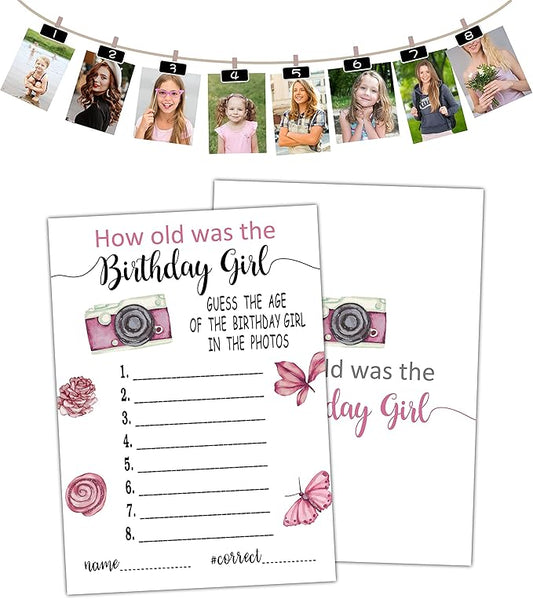 Gihyan Birthday Party Games - How Old Was The Birthday Card Game for Adults - Birthday Party Decorations - Sleepover Supplies(01)