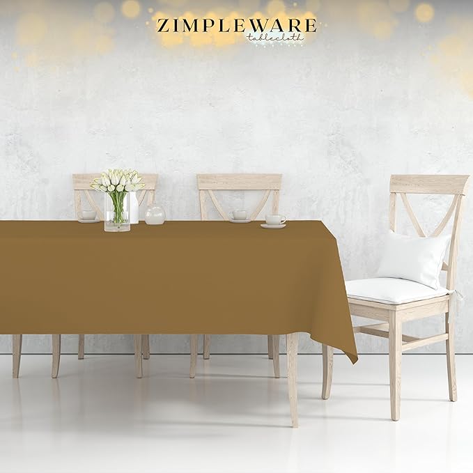 ZIMPLEWARE Premium Gold Plastic Table Cloth Disposable (12 Pk) Plastic Tablecloths for Rectangle Tables (54in x 108in) Party Table Cloths Disposable for 6ft to 8ft Rectangle Tables