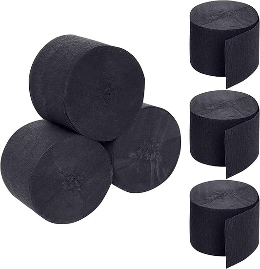 jiebor Black Streamers Halloween Streamers Crepe Paper 492 Ft 6 Rolls for Halloween Party Wedding Birthday Home Office Door Wall Decorations Flower Making