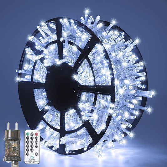JMEXSUSS 168FT 600 LED White Christmas Lights Outdoor with Remote String Lights Indoor Plug in Cool White Twinkle String Light for Tree Room Party Wedding Decorations
