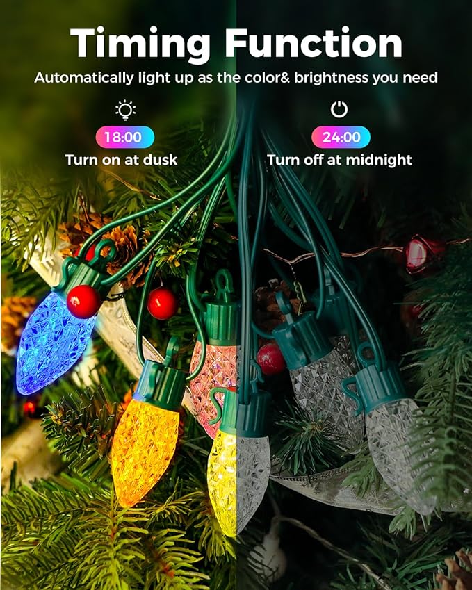 litogo C9 Christmas Lights Outdoor with Remote Control, 168FT(84 * 2) RGB Color Changing Xmas String Lights with Timer, Waterproof Connectable Fairy Lights for Outside Holiday Tree Patio Decoration
