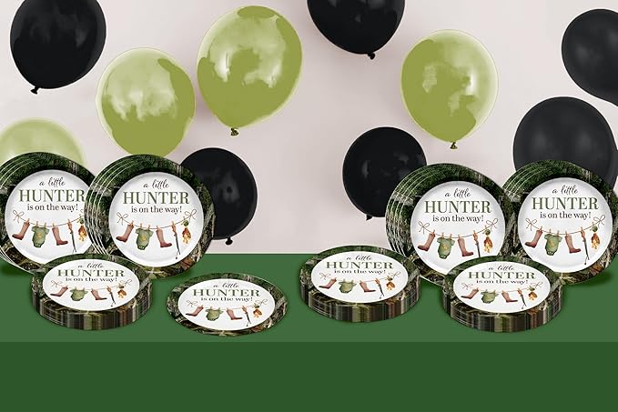 Birthday Galore Duck Hunter Baby Shower Gender Reveal – 32 Pieces Large 9" Round Disposable Paper Plates – Ideal for Vibrant, Bright Themes, Celebrations, Party Decorations, & For All Kinds of Events