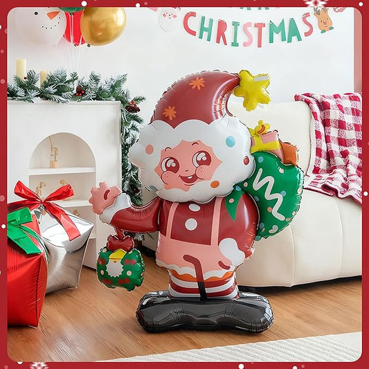 Clearance Vrukiaa Christmas Foil Balloon Decor Santa Claus Mylar Balloon 35 Inch Xmas Self Standing Inflatable for Christmas Party Themed Party Friendsmas Party Decorations Supplies Decorations Party