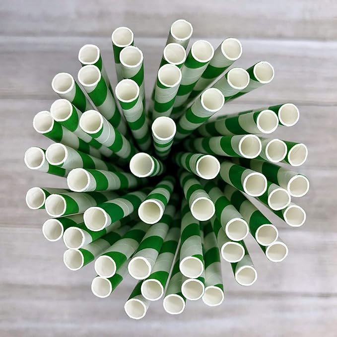 50 Christmas Paper Straws - Red White and Green - Stripe - 50 Pack Outside the Box Papers Brand
