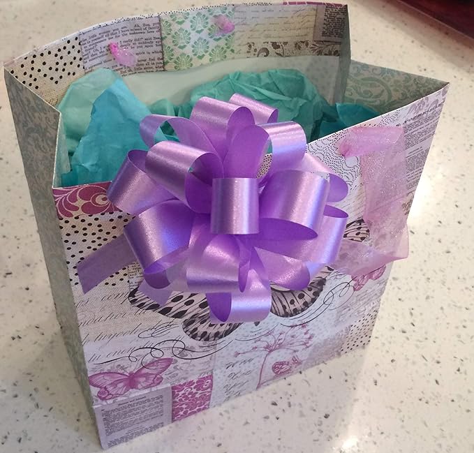 Lavender Satin Gift Pull Bows - 4" Wide, Set of 10, Easter, Spring, Silky Fabric, Mother's Day, Wedding, Baby Shower, Party Favor Decor, Birthday, Anniversary, Fundraiser, Church, Wreath, Basket