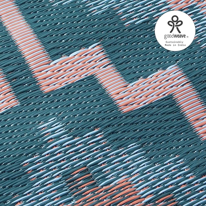 Fab Habitat Outdoor Rug - Waterproof, Fade Resistant, Crease-Free, Reversible - Premium Recycled Plastic - Vintage Boho Kilim - Large Patio, Deck, Sunroom, Camping, RV - Lhasa - Green - 8 x10 ft