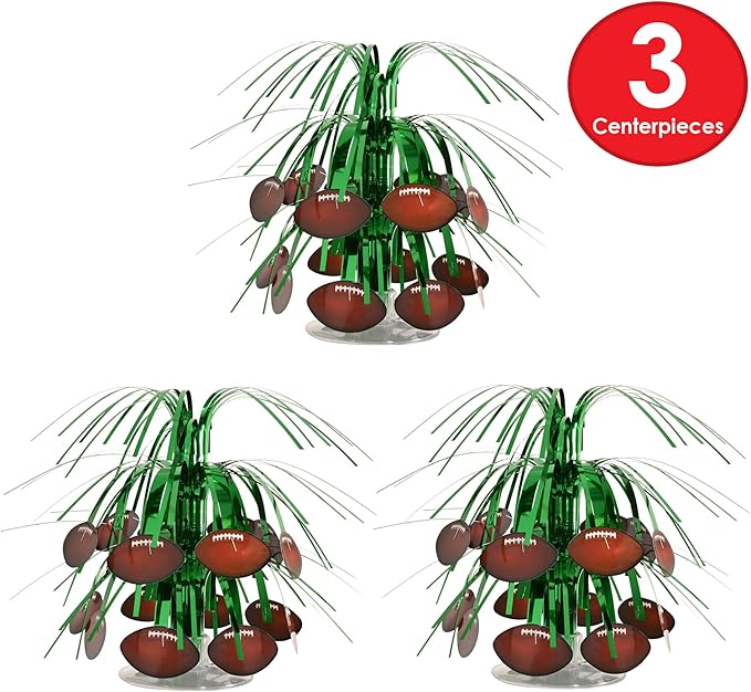 Football Mini Cascade Centerpieces 3 Piece Sports Decorations Game Day Party Supplies Tableware