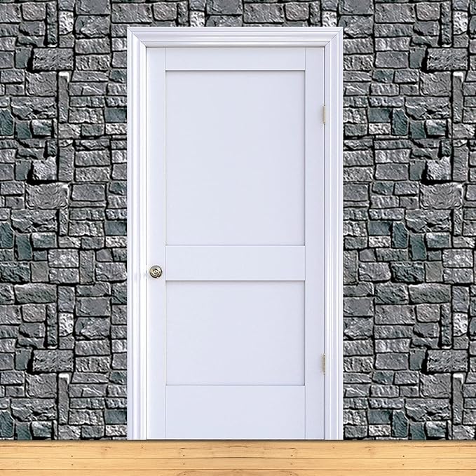 Beistle Stone Wall Backdrop 3-Count – Extra Large 4' x 30' Plastic Medieval Wall Decorations for Halloween Parties, Castle-Themed Events, Haunted Houses, Fantasy Photo Backgrounds