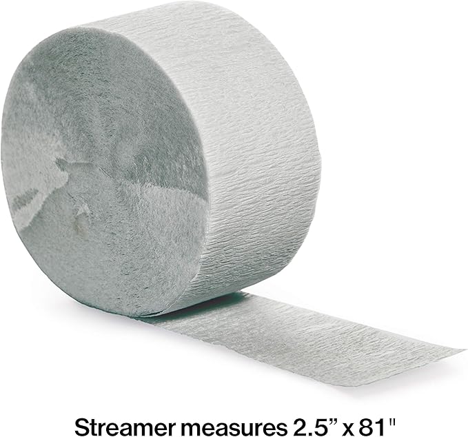 Creative Converting Touch of Color Crepe Paper Streamer Roll, 81-Feet, Shimmering Silver (Pack of 2)