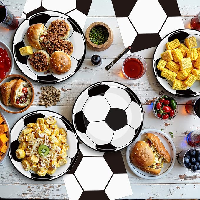 40Pcs Soccer Plates and Napkins Party Supplies - Soccer Birthday Party Decorations Tableware Set, Disposable Paper Dinner Plates Napkins for Sport Themed Soccers Parties Table Decor Favors, Serves 20