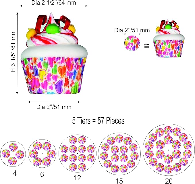 AMT Acrylic Cupcake Stand | Clear Acrylic Cupcake Stand for 57 Cupcakes | 5 Tiers Cupcake Stand | Perfect for a Wedding Shower, Birthday Party, Baby Shower. (1 pc/Box) (Round - 5 Tiers)