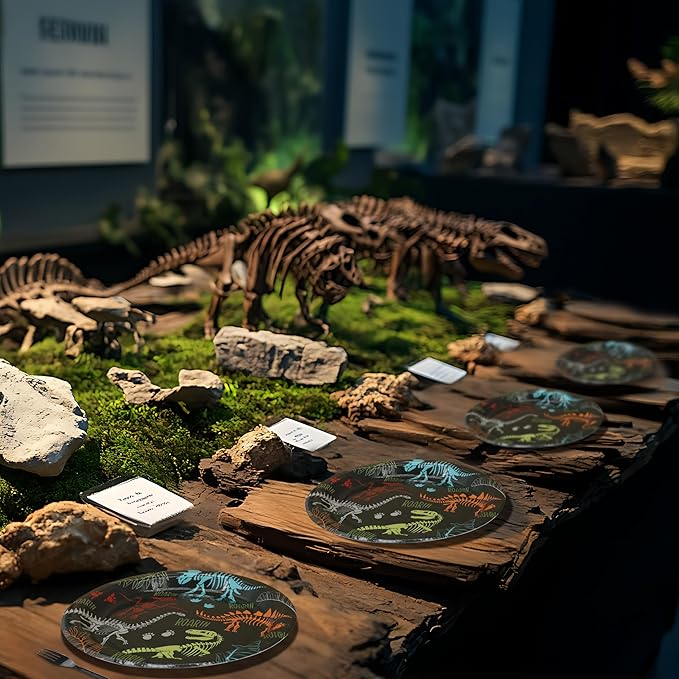 Dinosaur Fossil Birthday Party Decorations for 40 Guests – Dinosaur Dig Birthday Plates and Napkins– Fossil Theme Disposable Tableware Set
