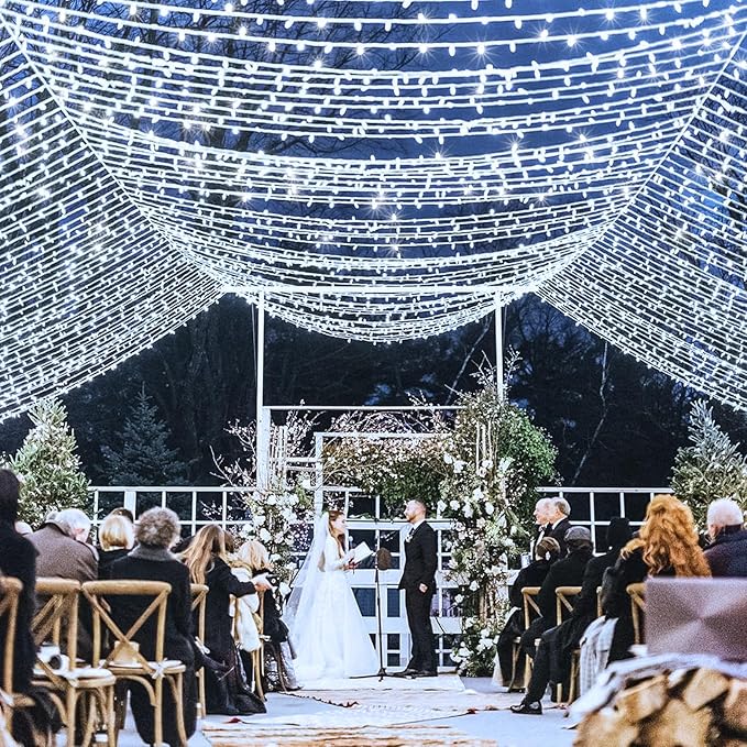 800 LED White Christmas Lights Outdoor 262ft White Christmas String Lights Clear Wire 8 Modes Plug in Twinkle Fairy Lights for Bedroom Wedding Christmas Tree Decorations