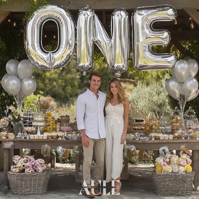 AULE 40 Inch Big Letter Balloon Silver U Large Foil Helium Alphabet Balloons A-Z for Birthday Anniversary Graduation New Year Party Decoration Supplies