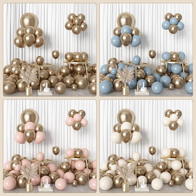 Amandir 153pcs Metallic Gold Balloons Arch Garland Kit Different Sizes 18 12 10 5 Inch Chrome Gold Champagne Balloon for Birthday Wedding Anniversary Bachelorette Graduation Party Decorations