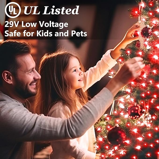 300 LED Indoor Red Valentine String Lights with 12 Modes, Connectable Red Valentine Lights with Timer, Dimmable Twinkle Fairy Lights, 75FT LED Outdoor Christmas Lights for Bedroom Patio Party Decor