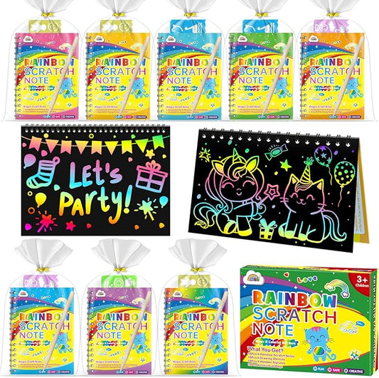ZMLM 36 Pack Scratch Art Party Favors: Birthday Party Favors for Kids 4-8, Bulk Rainbow Scratch Notebook Paper Pads, Goodie Bags Stuffers Girls Boys Classroom Gifts Crafts Toys Easter Basket Stuffers