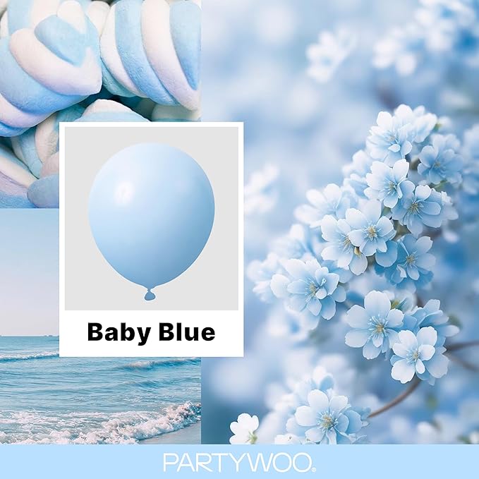 PartyWoo Baby Blue Balloons 99pcs Different Sizes of 36 18 12 10 5 Inch Light Pastel Sky Aqua Blue Balloon Arch Kit Garland for Graduation Baby Shower Gender Reveal Easter Party Decorations Blue-Q13