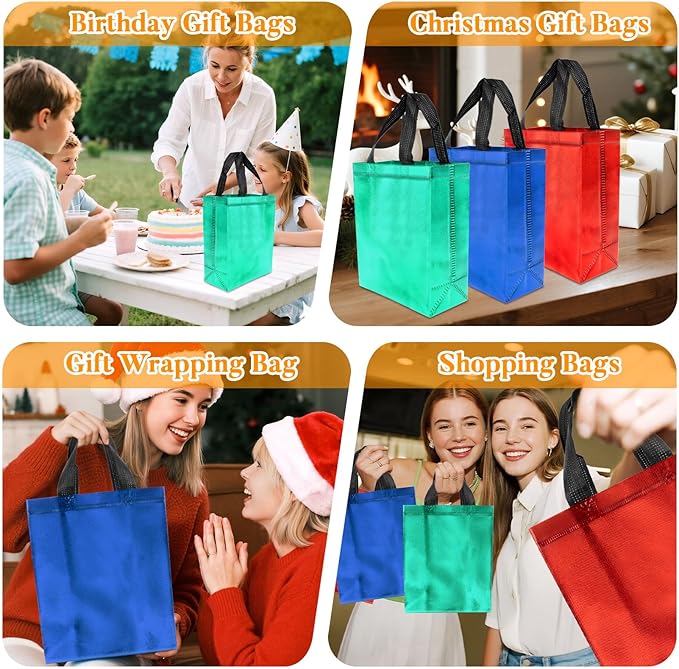 MAQIHAN Mother's Day Iridescent Gift Bags Medium - Iridescent Party Favor Bags with Handles Sturdy Goodie Bag for Birthday Wedding Easter Christmas Party Shopping for Man Women(9.8x7.8in)