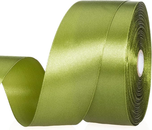 YASEO 1 1/2 Inch Moss Green Solid Satin Ribbon, 50 Yards Craft Fabric Ribbon for Gift Wrapping Floral Bouquets Wedding Party Decoration