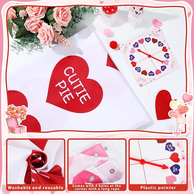 Lonfliness Valentine's Day Pose Balance Floor Game for 2 or More Players, Large Mat Party Game Indoor Outdoor Fun Family Reunion Game for Friends Adults Group Activity Valentines Party Favor Gift
