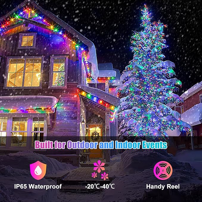 Fairy Lights 66FT/20M, [APP & Remote Control] 200 LEDs RGB Smart IC Multicolor String Lights Indoor, Music/Voice Sync Color Changing, IP65 Waterproof String Lights for Bedroom, Party, DIY