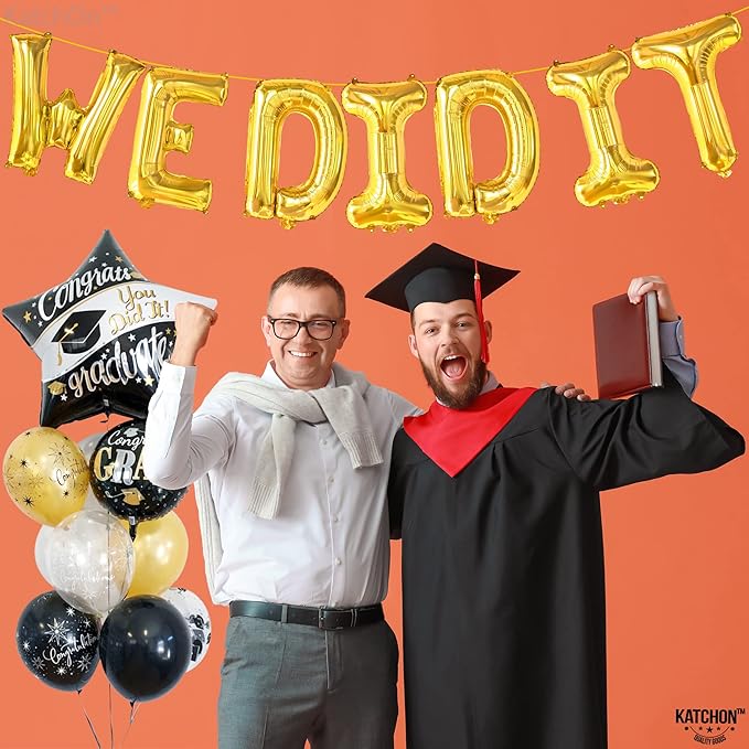 Gold Graduation Decorations 2026-16 Inch, Gold We Did It Balloons | We Did It Banner | Graduation Balloons for We Did It Decorations, Class of 2026 Decorations, KatchOn