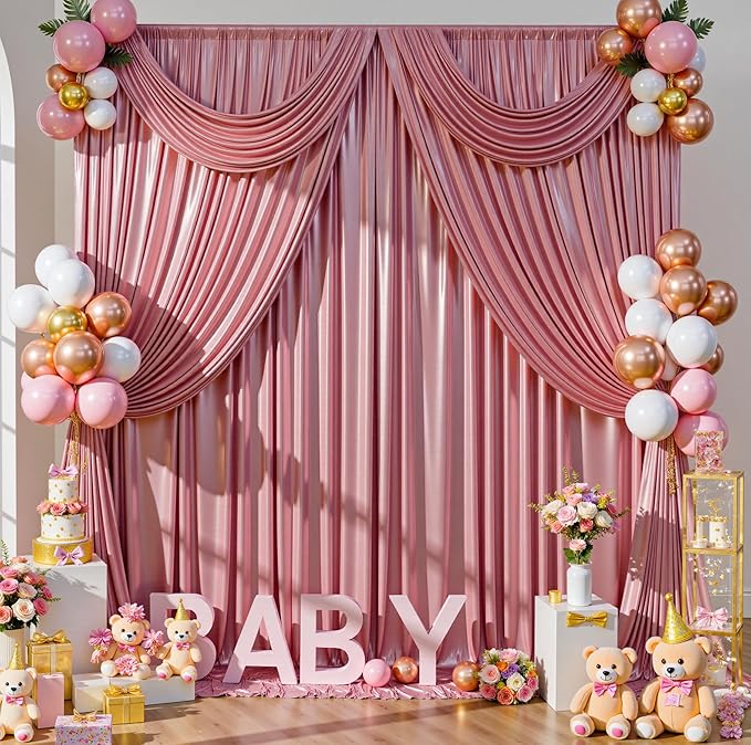 30ftx10ft Rose Gold Sequin Backdrop Curtain for Parties, Wrinkle Free Thick Glitter Sparkle Photo Backdrop Drapes 6 Panels 5x10FT Shimmer Back Drop Cloth for Wedding Birthday Photography Background