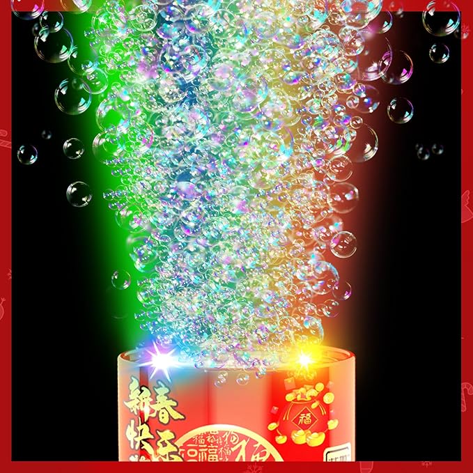 Bubble Machine (4PCS, 13 Holes) with LED Lights, Automatic Bubble Blower Toys, Portable Bubbles Maker for Wedding Christmas Chinese New Years Party Decorations, Kids Birthday Gifts, Balloons Banner
