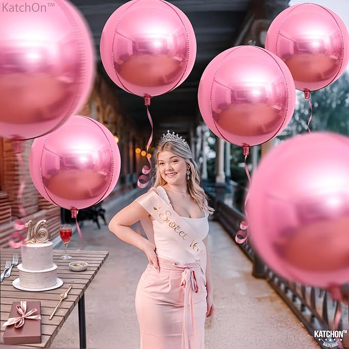 KatchOn, Pink Balloons - 22 Inch, Pack of 12 | Metallic Pink Balloons, Foil Balloon for Pink Party Decorations, Mothers Day Decorations Mothers Day Balloons Bridal Shower, Gender Reveal Birthday Party