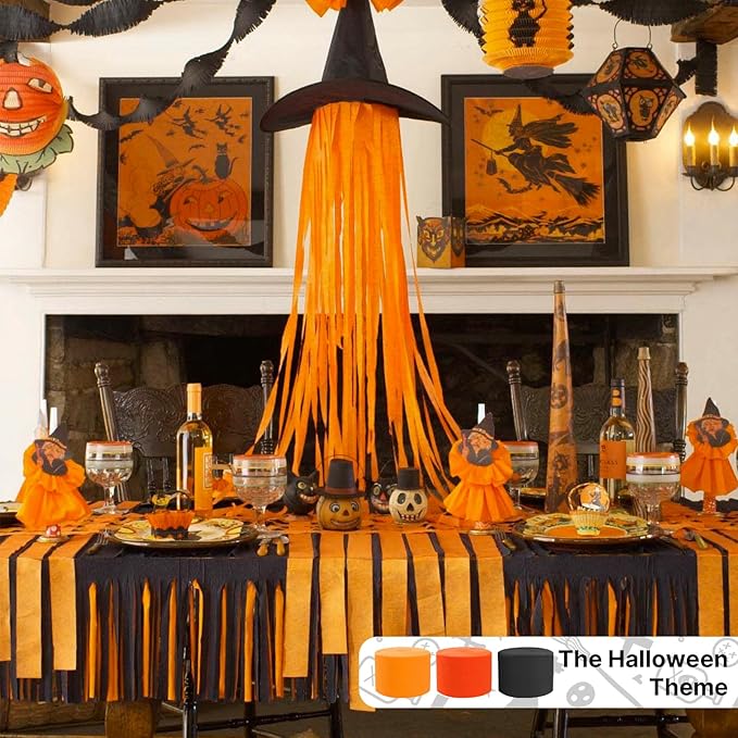 PartyWoo Yellow Crepe Paper Streamers 6 Rolls 492 ft Pack of Pastel Yellow Orange Crepe Paper for Graduation Little Cutie Sunflower Birthday Party Decorations (1.8 Inch x 82 Ft/Roll)