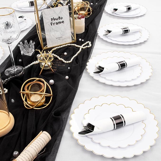 Supernal 60 Pack Hevy Duty Rolled Black Plastic Silverware,Pre Wrapped Cutlery with Napkins, Rolled Plastic Forks and Spoons, Black Disposable Silverware Suit for Party, Birthday
