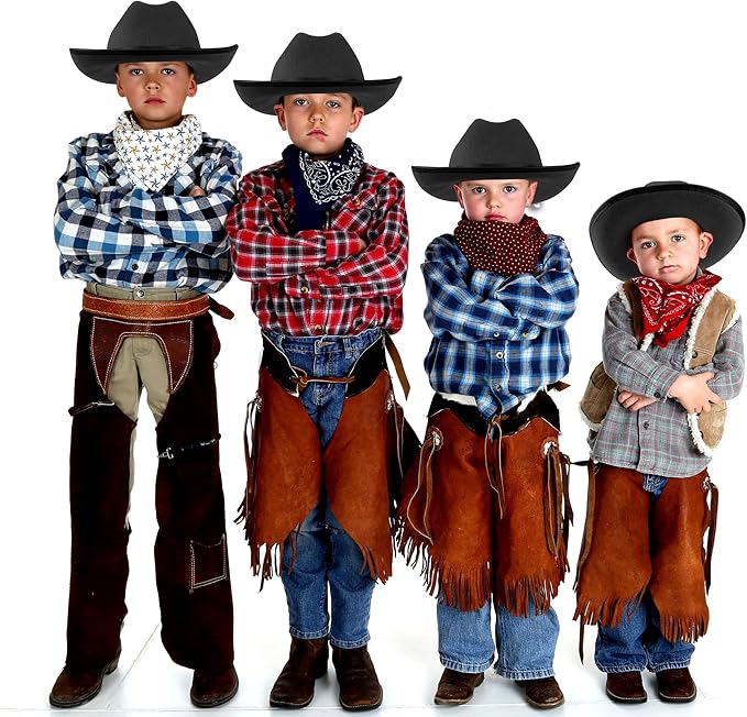 4 Pack Kids Cowboy Hat Felt Western Cowboy Hat Wide Brim Cowgirl Hat for Boys Girls Cosplay Party Costume Accessory
