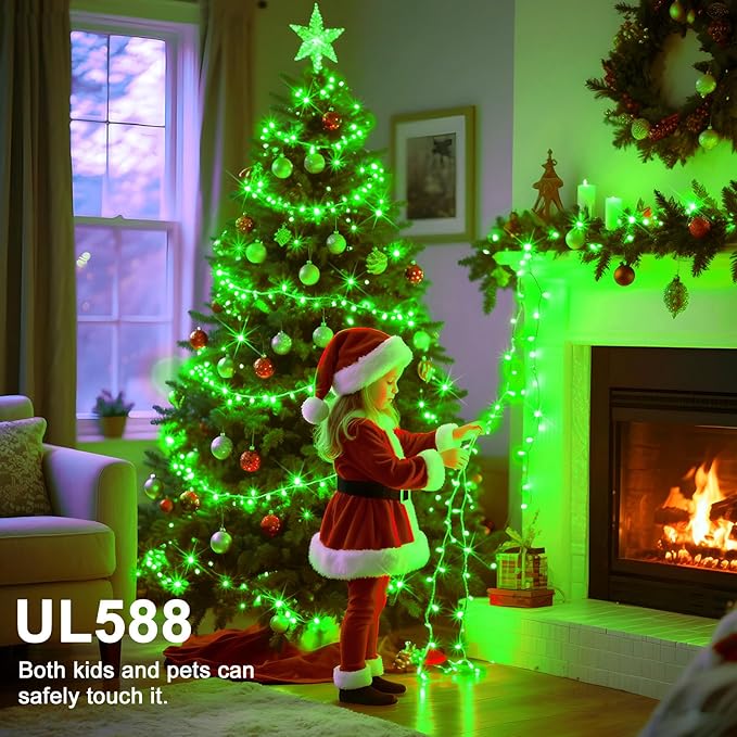328 FT 1000 LED String Lights Outdoor Indoor, Christams String Lights Waterproof 8 Modes & Timer, Fairy Lights Plug in for Bedroom, Weeding, Patio, Party, Holiday,Christmas Decor (Green)