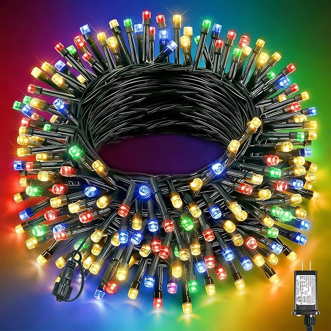80FT 240 LED Christmas Lights Outdoor, Plug in String Lights for Outside Waterproof, 8 Modes Connectable Fairy Twinkle Lights for Indoor Yome Garden Patio Party Holiday Decorations, Multicolor