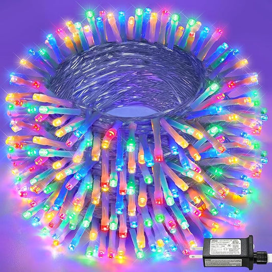 132FT 400 LED Outdoor String Lights, Connectable Christmas Lights Indoor Waterproof with 8 Modes, Plug in Twinkle Fairy Lights Clear Wire for Easter Bedroom Home Wedding Yard Decorations, Multicolor