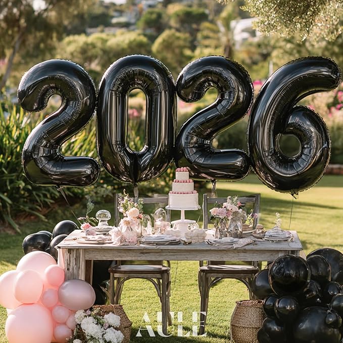 AULE 40 Inch Jumbo Black Foil Mylar Number Balloons for Boy Girl 16th Birthday Party Decorations 16 Years Old Anniversary Party Supplies